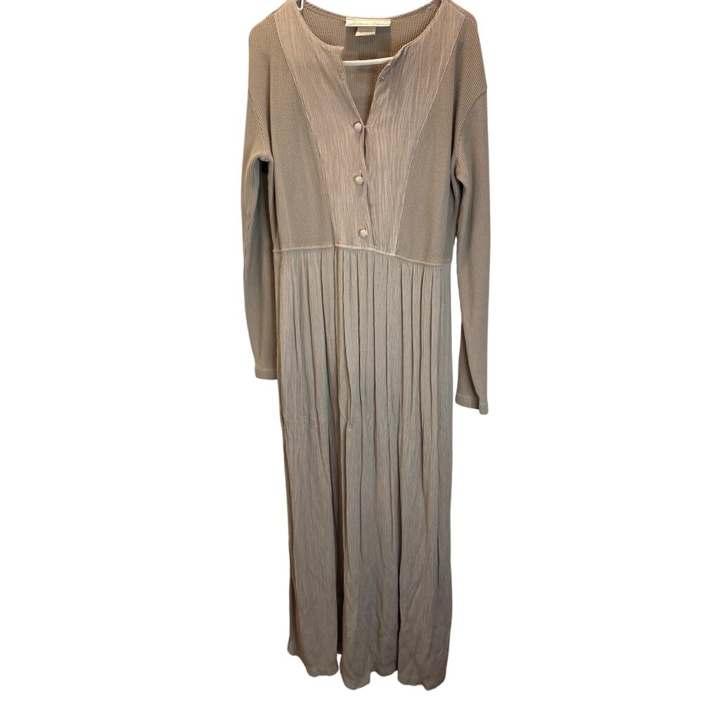 Vintage Barbara Lesser 90s Lagenlook Cotton Button Flowy Pleated Dress Medium